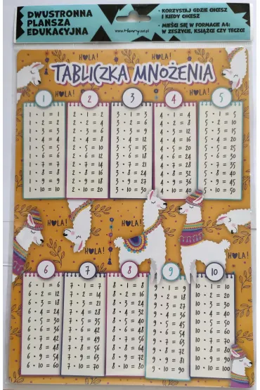 Henry Plansza edukacyjna A4 tabliczka mno�enia lamy