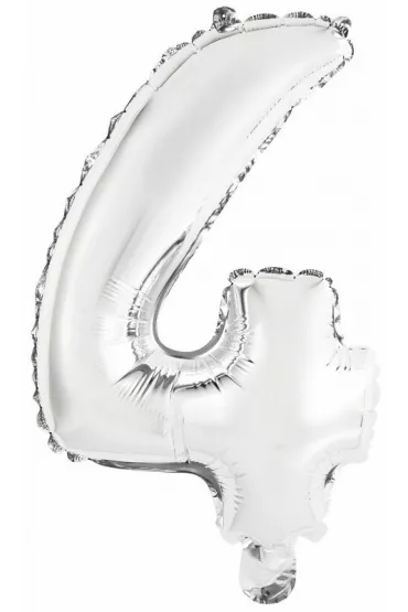 Amscan Balon foliowy mini cyfra 4 srebrna 32x40cm