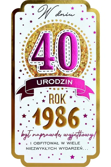 Kukartka Karnet PM-449 Urodziny 40  cyfry, roczniki  2026