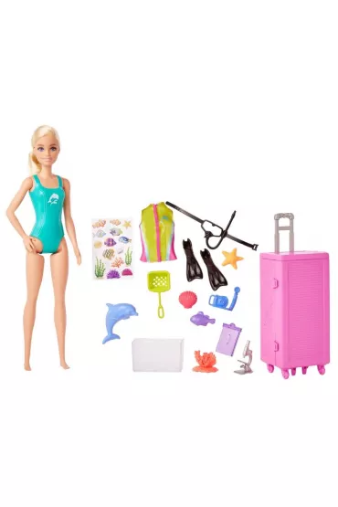 Barbie Kariera Bioloka morska. Zestaw + lalka HMH26 Mattel