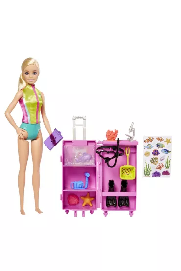 Barbie Kariera Bioloka morska. Zestaw + lalka HMH26 Mattel