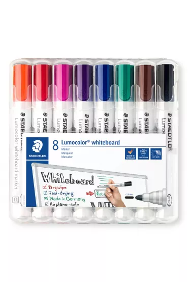 Staedtler Marker do bia�ych tablic whiteboard Lumocolor, okr�g�y, 8 kolor�w w etui 8 szt.