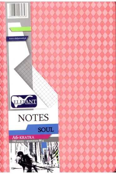 Elefant Notes A6 Soul koralowy kratka 96 kartek
