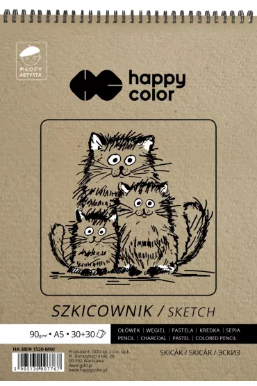 Happy Color Szkicownik na spirali M�ody Artysta, bia�y/ochra, A5, 80/90g, 60 arkuszy
