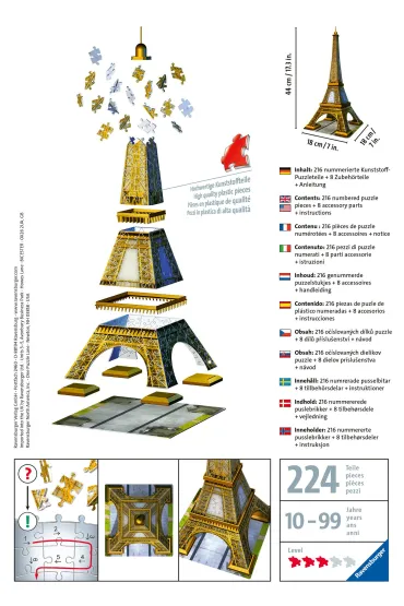 Puzzle 216 el. 3D Wie�a Eiffla Ravensburger