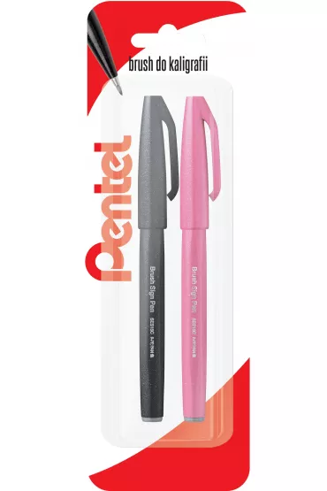 Pentel Pisak/p�dzelek do kaligrafii SES15 czarny, r�owy