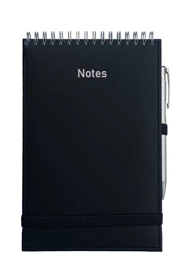 Wok� Nas Notes A5 Vivella na spirali z gumk� czarny - papier bia�y linia