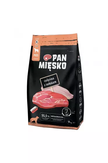 Pan Misko Karma sucha dla psa Cielcina z indykiem chrupki XL 9 kg