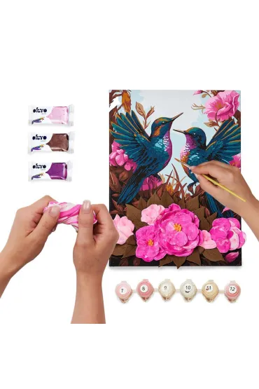 Sensory Art Okto Zestaw do modelowania i malowania 3D Kolibry zakochane 30x40 cm