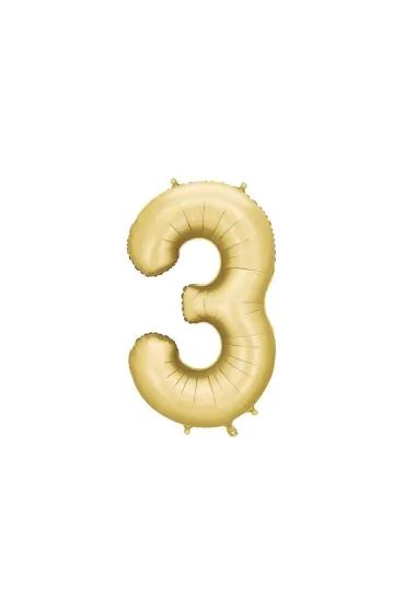 PartyDeco Balon foliowy cyfra 3 z�oty 86cm