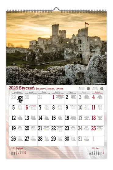 Kalendarz 2026 �cienny Zamki Polskie A3 VD22