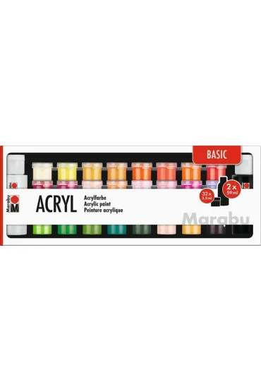 Marabu Farby akrylowe Basic 32x3,5ml, 2x59ml 230 ml