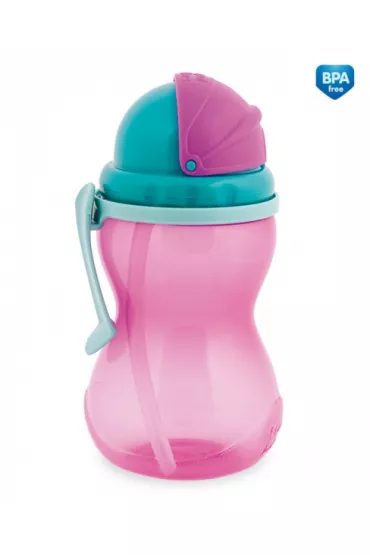 Canpol Babies Bidon ze sk�adan� rurk� silikonow� r�owy 370 ml
