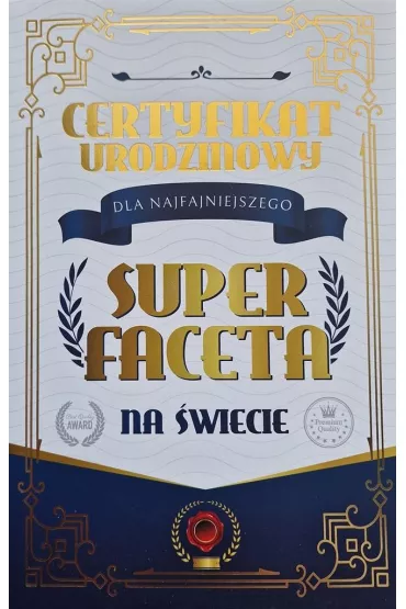 Yeku Karnet Certyfikat Urodzinowy Super Faceta