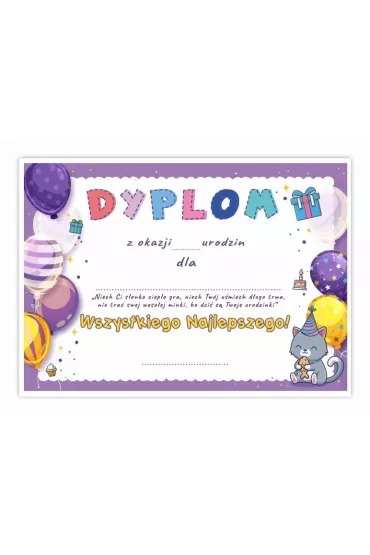 LearnHow Dyplom A5 urodzinowy - Balony 5 szt.