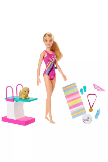 Barbie Dreamhouse Adventures Zestaw Lalka P�ywaczka z pieskiem Mattel