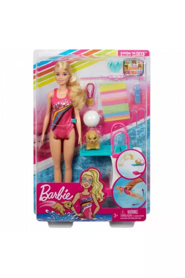 Barbie Dreamhouse Adventures Zestaw Lalka P�ywaczka z pieskiem Mattel