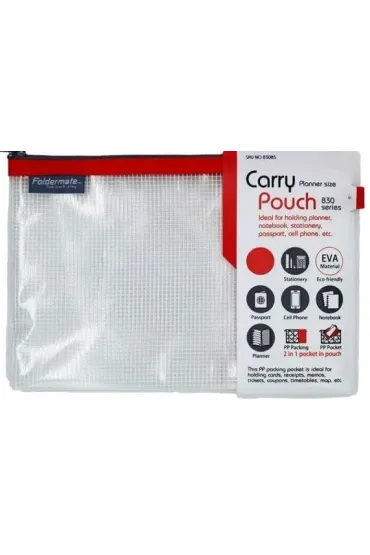 Foldermate Torebka na zamek Mesh Eva czerwona 24x17cm