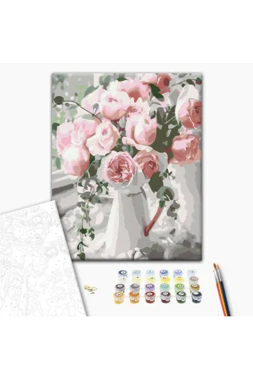 Brushme Malowanie po numerach - Bukiet delikatnych r� 40x50cm