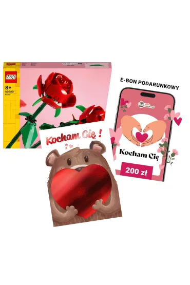 Pakiet: R�e 40460, Karnet B6 z kopert� z�ocony Misiek Walentynki, e-Bon Karta Podarunkowa Kocham Ci� 200 z� TaniaKsiazka.pl