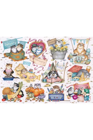 Puzzle 1000 el. Crazy Cats Kalendarz Ravensburger