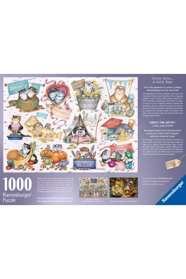 Puzzle 1000 el. Crazy Cats Kalendarz Ravensburger