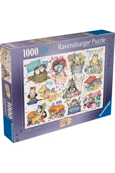 Puzzle 1000 el. Crazy Cats Kalendarz Ravensburger