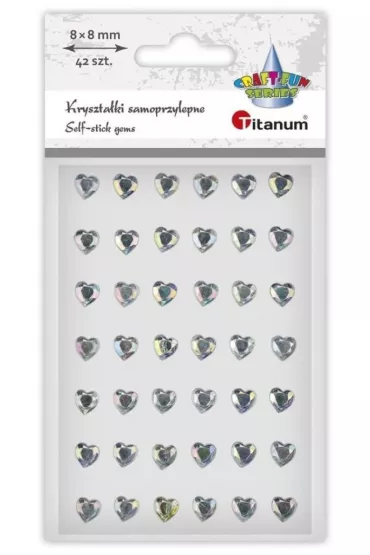 Titanum Kryszta�ki samoprzylepne Serca srebrne 42 szt.