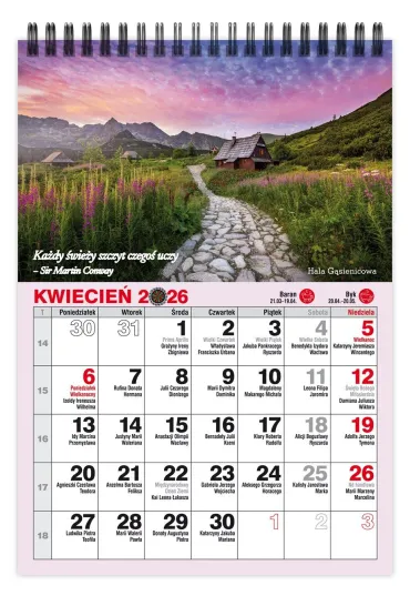 Kalendarz 2026 biurkowy pionowy miesi�czny na spirali KBA5-MZ