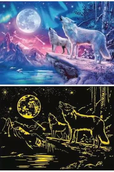 Puzzle 500 el. �wiec�ce w ciemno�ci - Wilk w zorzy polarnej Ravensburger