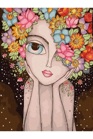 Twoje Hobby Malowanie po numerach - Dziewczyna - kwiat 40x50cm