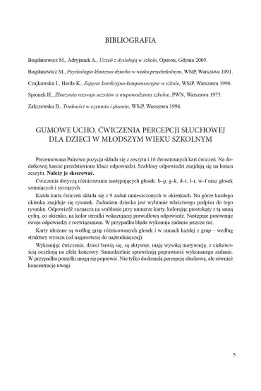 Gumowe ucho �wiczenia percepcji s�uchowej dla dzieci w m�odszym wieku szkolnym - Ma�gorzata Podle�na