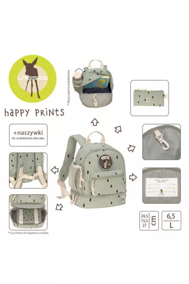 Lassig Plecak mini Happy Prints oliwkowy zielony