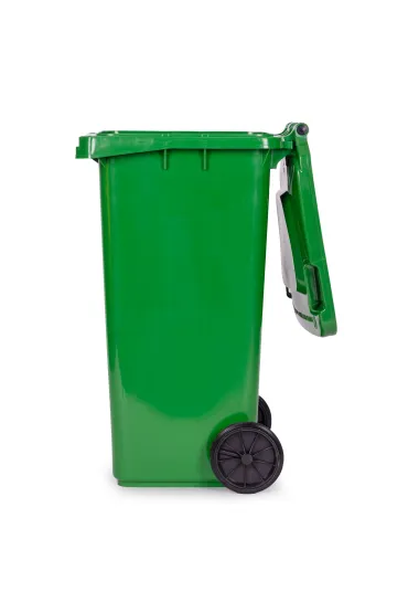 Multistore Kosz na smieci pojemnik kube� �mietnik zielony szk�o gumowe ko�a 120 l