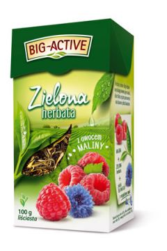 Big-Active Herbata zielona liciasta z owocem maliny 100 g