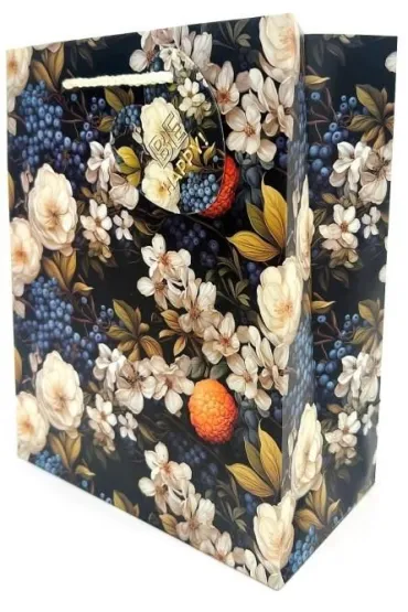 Fresh Torebka ozdobna matowa 18x23x10cm Bia�e Kwiaty
