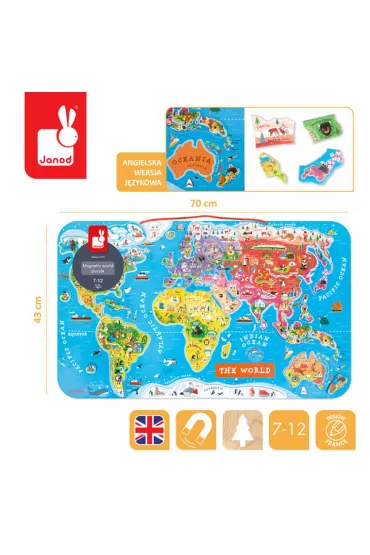 Puzzle magnetyczne Mapa �wiata Janod