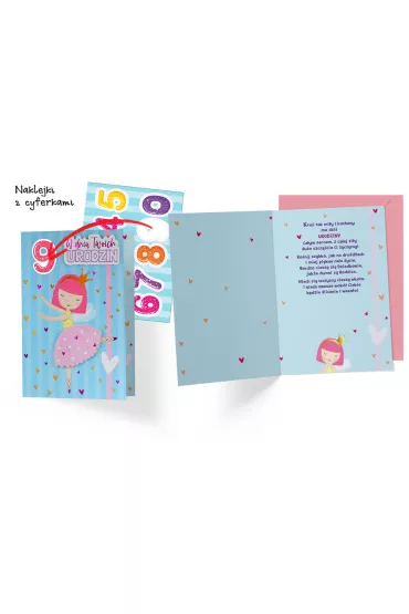 Kukartka Karnet. Urodziny dzieci�ce (wymienne cyferki, ksi�niczka) DKP-049