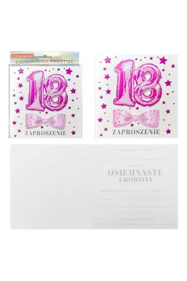 Kukartka Zaproszenie Urodziny 18 5 szt.