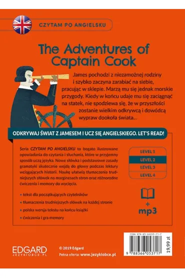 EDGARD. Angielski. Czytam po angielsku. The Adventures of Captain Cook. Level 2 - Joanna  Brodziak