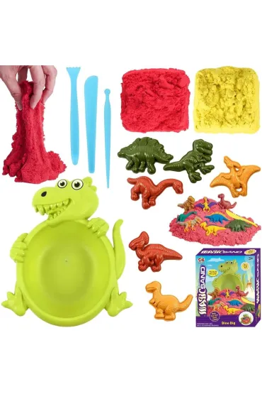 Piasek do formowania dinozaur + foremki 400g Trifox