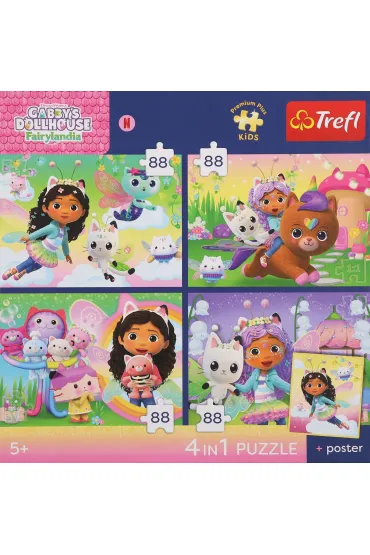Puzzle 4w1 Premium Kocie Harce Gabby TREFL 34694