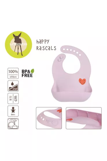 Lassig liniak silikonowy z kieszonk Happy Rascals Heart lavender