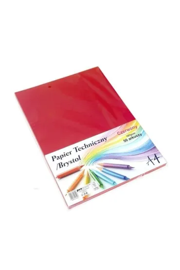 Penword Papier techniczny brystol A4 czerwony 50ark