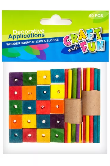 Craft with Fun Ozdoba dekoracyjna drewniana patyki + kostki
