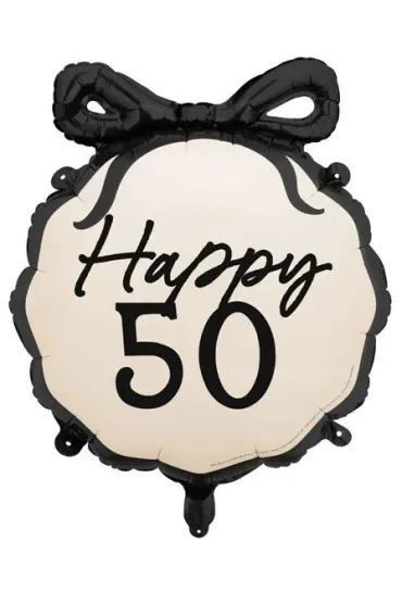 PartyDeco Balon foliowy pastylka Happy 50 47.5x45cm