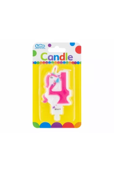 Godan �wieczka cyferka 4 z Jednoro�cem PF-SCJ4 7,8 cm