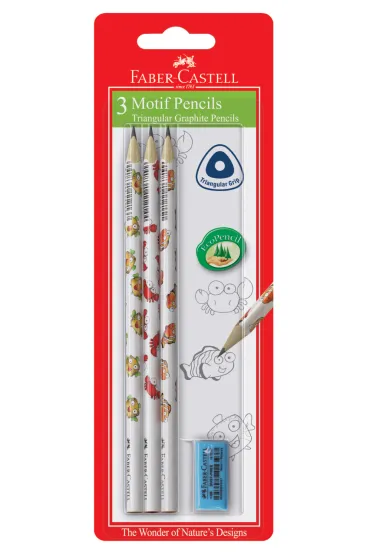 Faber-Castell O��wki tr�jk�tne Morski �wiat + gumka 3 szt.