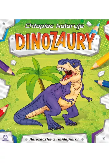 Ch�opiec koloruje. Dinozaury