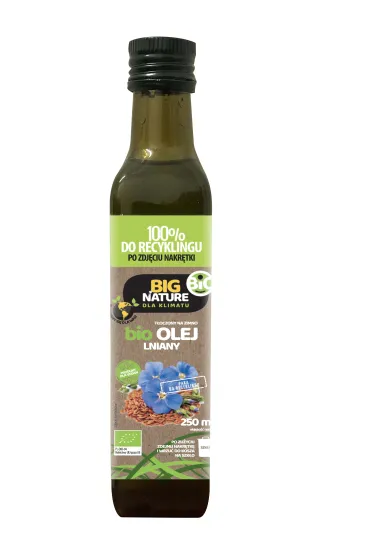Big Nature Olej lniany t�oczony na zimno 250 ml Bio